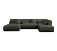 Canape droit LISA DESIGN 7 places en polyester gris 198 x 334 x 75 cm Gris foncé G