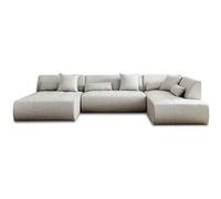 Canape droit LISA DESIGN 7 places en polyester gris 198 x 334 x 77 cm Gris clair G