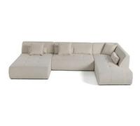 Canape droit LISA DESIGN 7 places en velours beige 198 x 334 x 75 cm Beige G