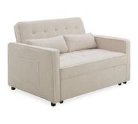 Canapé Convertible 2 Places Bouclette ""Léa"" 133cm Beige