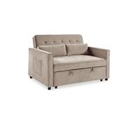 Canapé Convertible 2 Places Velours ""Léa"" 133cm Beige