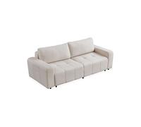 Canape droit menzzo 3 places en tissu beige 101 x 239 x 90 cm