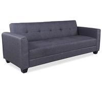 Canape droit menzzo 3 places en tissu gris 78 x 200 x 78 cm
