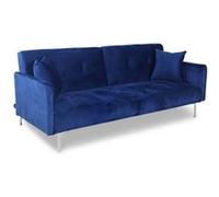Canape droit menzzo 3 places en velours bleu 92 x 191 x 77 cm