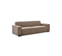 Canape droit menzzo 3 places en velours marron 94 x 230 x 75 cm