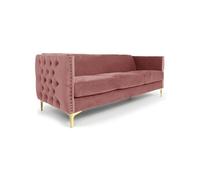 Canape droit menzzo 3 places en velours rose 70 x 204 x 74 cm