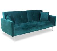 Canape droit menzzo 3 places en velours vert 92 x 191 x 77 cm