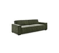 Canape droit menzzo 3 places en velours vert 94 x 230 x 75 cm