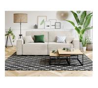 Canapé droit MIRA convertible velours côtelé beige 3 places