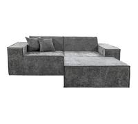 Canapé droit modulable avec ottoman en tissu texturé "Lusso" - 3 places - Gris