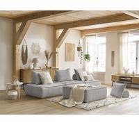 Canapé droit modulable ELISA avec 4 chauffeuses 1 place gris clair BOBOCHIC 4 places Gris clair