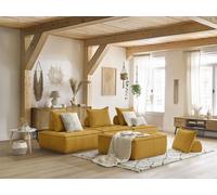 Canapé droit modulable ELISA avec 4 chauffeuses 1 place jaune BOBOCHIC 4 places Jaune