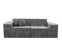 Canapé droit modulable en tissu texturé ""Lusso"" - 3 places - Gris