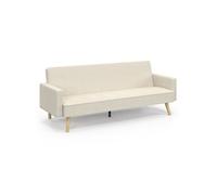 IDMarket – Canapé droit 3 places scandinave convertible Lars velours côtelé Beige