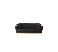 CONCEPT USINE - Canapé Scandinave Höga Gris Anthracite 3 Places + 2 Coussins - Canapé Moderne Design Droit en Tissu avec Accoudoirs - Coussins D'Appoint, Dossier, Assise Déhoussables - Largeur 190 cm