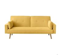 Canapé droit scandinave ELGA convertible 3 places en tissu - Jaune - L205 x 87 x 85cm - LOUNGITUDE