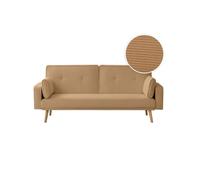 LOUNGITUDE Canapé Droit scandinave ELGA Convertible 3 Places en Velours côtelé