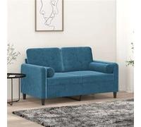 vidaXL Canapé 2 places avec oreillers décoratifs velours bleu 120 cm