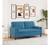vidaXL Canapé droit 2 places en polyester bleu 77 x 157 x 80 cm