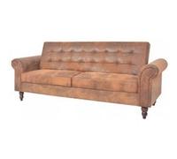 vidaXL Canapé à 2 places convertible accoudoir daim synthétique marron 245584