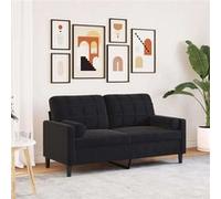 vidaXL Canapé 2 places velours noir 140 cm avec oreillers décoratifs