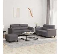 Ensemble de canapés 3 pcs avec coussins Gris Similicuir gris G