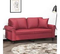 vidaXL Canapé 2 places avec oreillers bordeaux 140 cm similicuir 3200933