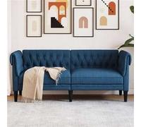 Canapé Chesterfield 3 Places Siège Chaise Salle de Séjour Bleu Tissu vidaXL