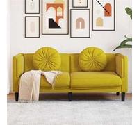 Vidaxl Canapé Avec Coussins 2 Places Jaune Velours Jaune