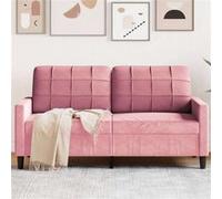 Canape droit 2 places en velours rose 77 x 157 x 80 cm