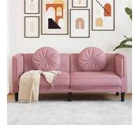 vidaXL Canapé avec Coussins 2 Places, Chaise avec Accoudoirs et Dossier, Siège avec Pieds, Fauteuil TV de Salon, Moderne, Rose Velours
