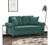 vidaXL Canapé 2 places velours avec oreillers vert foncé 120 cm