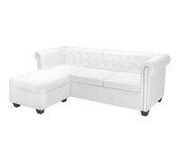 Canapé Chesterfield En Forme De L Cuir Synthétique Blanc Blanc