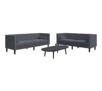 Canape droit vidaxl 3 places en polyester gris 74.5 x 174 x 70.5 cm Gris G