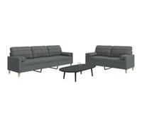 Canape droit 3 places en polyester gris 77 x 157 x 80 cm