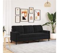 vidaXL Canapé 3 places avec oreillers décoratifs Velours Noir 180 cm rembourré