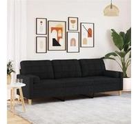 Canape droit vidaxl 3 places en polyester noir 77 x 226 x 80 cm Noir G