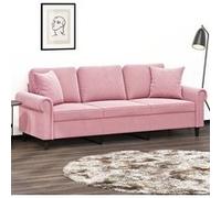 vidaXL Canapé 3 places avec oreillers décoratifs 180 cm velours rose