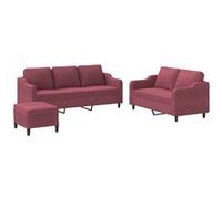vidaXL Ensemble de canapés 3 pcs avec coussins Rouge bordeaux Tissu