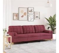 vidaXL Canapé 3 places avec oreillers décoratifs Bordeaux 210 cm Tissu