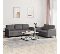 vidaXL Ensemble de canapés 2 pcs avec coussins Gris Similicuir