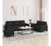 Ensemble de Canapés avec Coussins Sièges Salon 2 pcs Noir Similicuir vidaXL