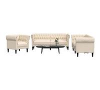 vidaXL Ensemble de canapés 3 pcs crème tissu, canapé, siège de canapé, canapé relax, canapé confort, fauteuil de télévision 3209198