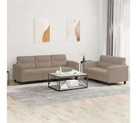 vidaXL Ensemble de canapés 2 pièces avec coussins taupe tissu microfibre