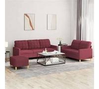 Vidaxl Ensemble De Canapés 3 Pcs Avec Coussins Rouge Bordeaux Tissu Rouge
