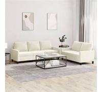 vidaXL Ensemble de canapés 2 pcs – Moderne, avec coussins et accoudoirs, velours crème