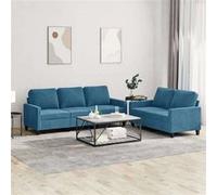 Ensemble de Canapés avec Coussins Sièges Salon Maison 2 pcs Bleu Velours vidaXL