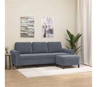 vidaXL Canapé à 3 Places avec Repose-Pieds Gris foncé 180 cm Velours, canapé, canapé avec Repose-Pieds, canapé Trois Places, canapé 3 Places, Fauteuil