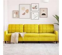 vidaXL Canapé à 3 places Jaune 210 cm Velours Jaune