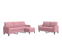Vidaxl Ensemble De Canapés 3 Pcs Avec Coussins Rose Velours Rose